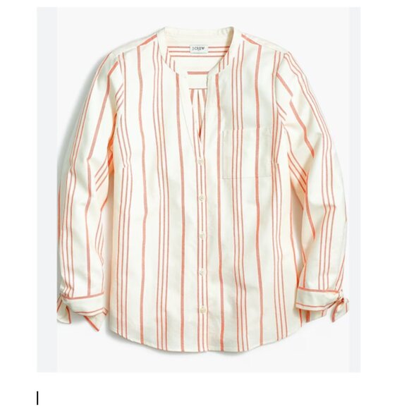 J Crew Button-up Striped Shirt With Sleeve Ties For Women - Picture 1 of 2